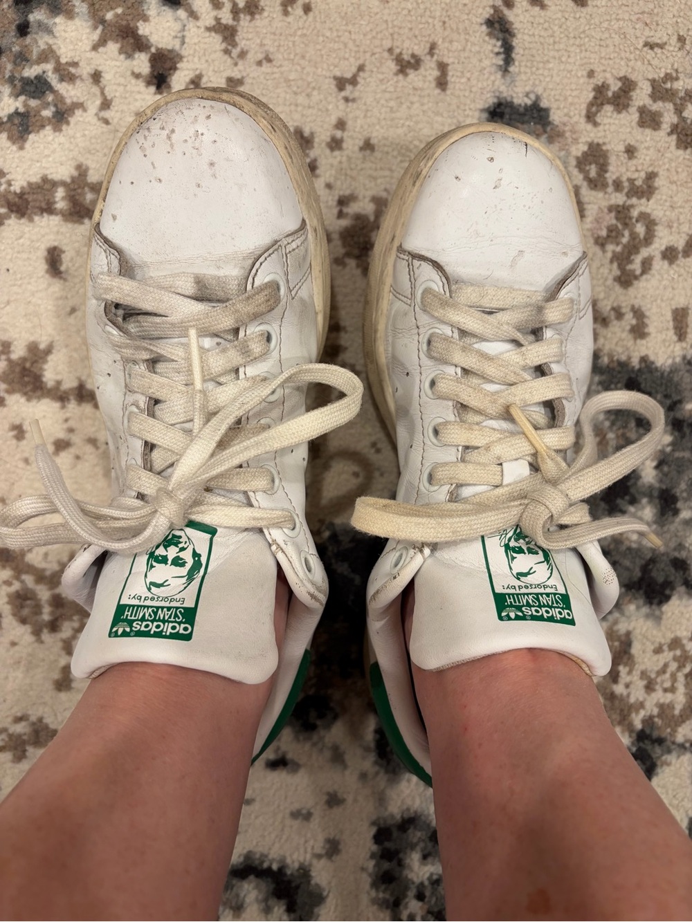 Adidas Stan Smith Leather White and Green Sneakers